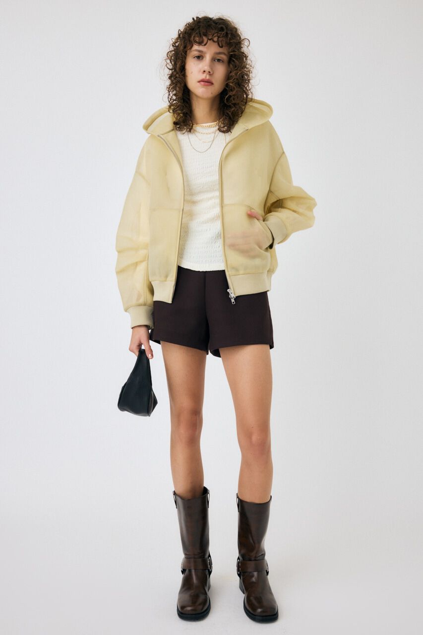 MOUSSY「SHEER CARDBOARD ジップアップフーディ」|パーカー|