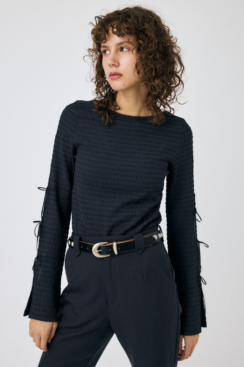 MOUSSY「SLEEVE RIBBON トップス」|Tシャツ・カットソー|