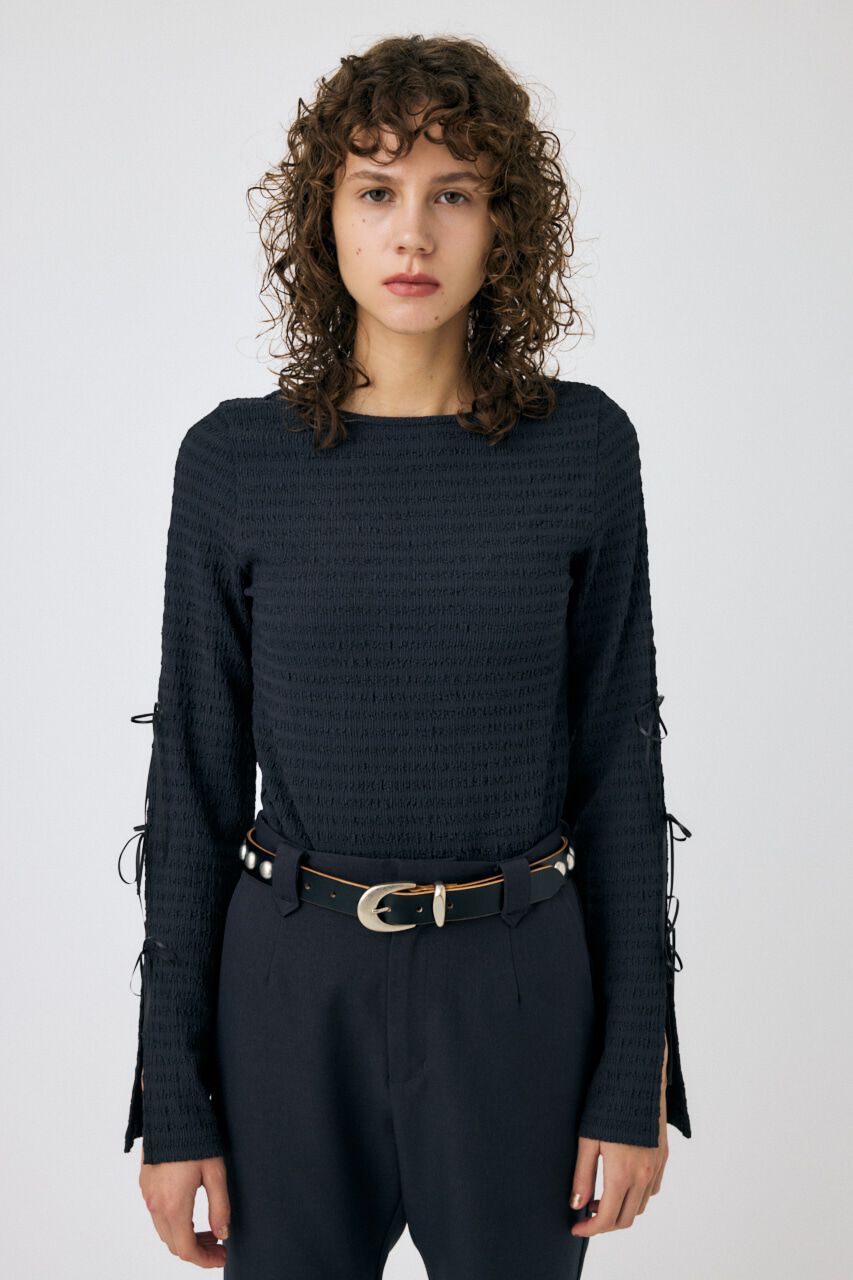 MOUSSY「SLEEVE RIBBON トップス」|Tシャツ・カットソー|