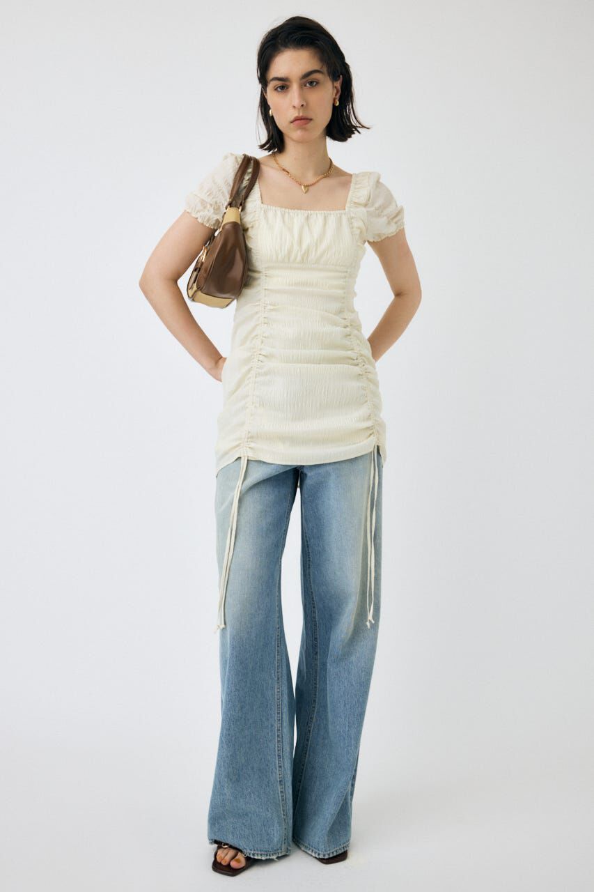 MOUSSY「GATHER RIBBON ミニドレス」|ワンピース|O/WHT1