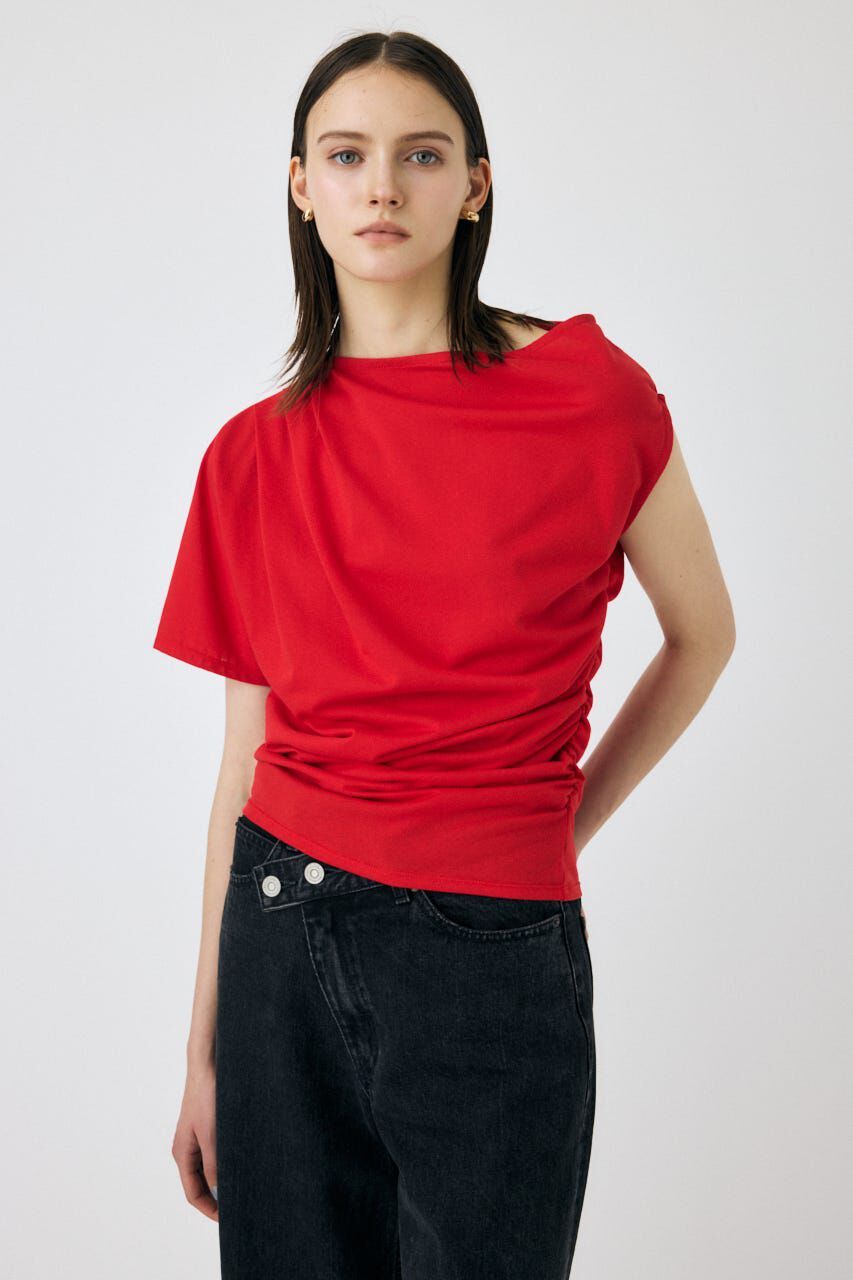 MOUSSY「ONE SHOULDER シアー TEE」|Tシャツ・カットソー|RED