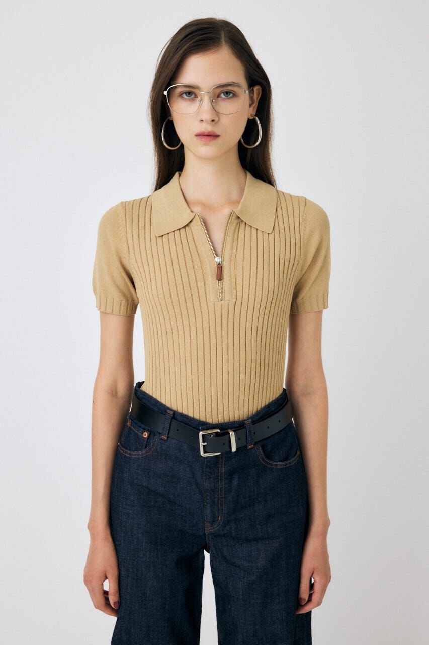 MOUSSY「HALF ZIP CLASSIC ポロ トップス」|ニット・セーター|