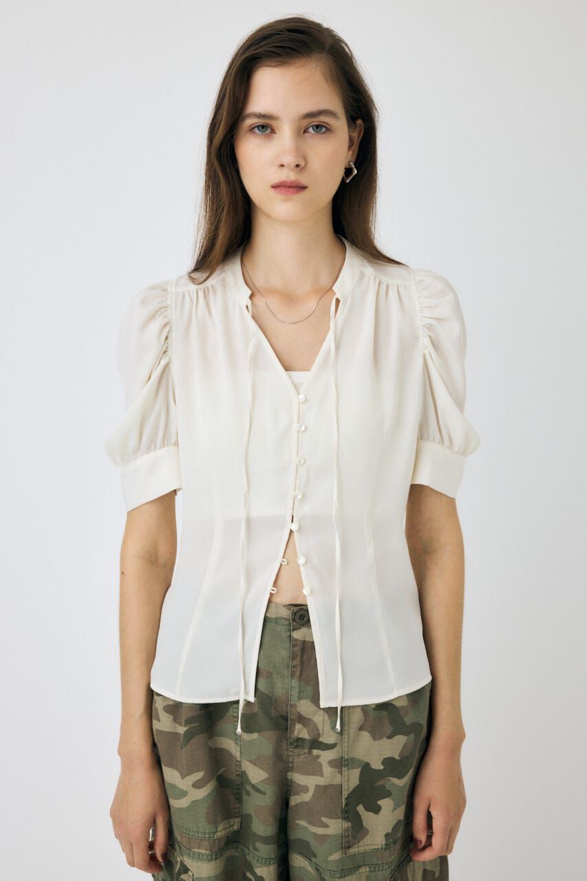 MOUSSY「GATHERED SHOULDER ハーフスリーブブラウス」|シャツ・ブラウス|