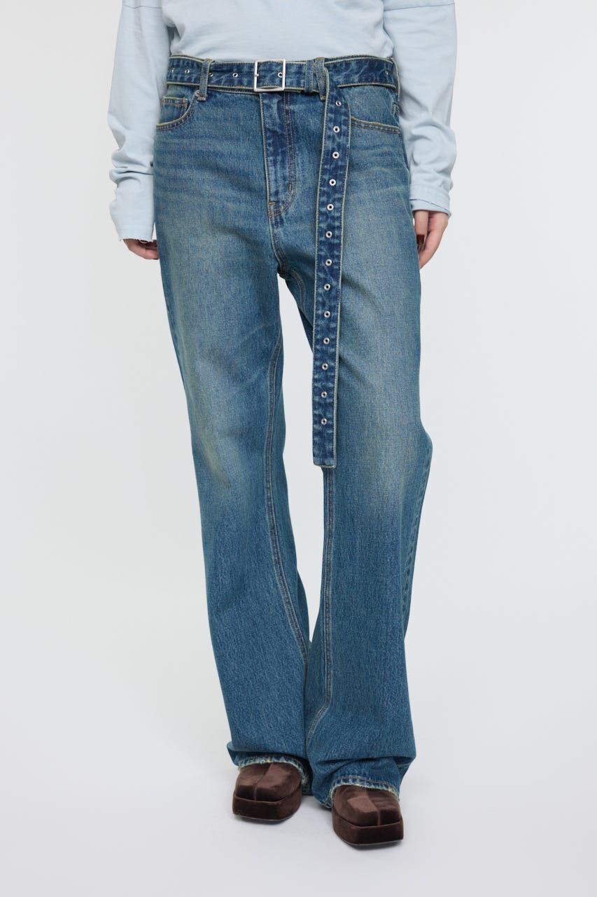 MOUSSY「LOW SLUNG ブーツカットパンツ」|デニム|BLU