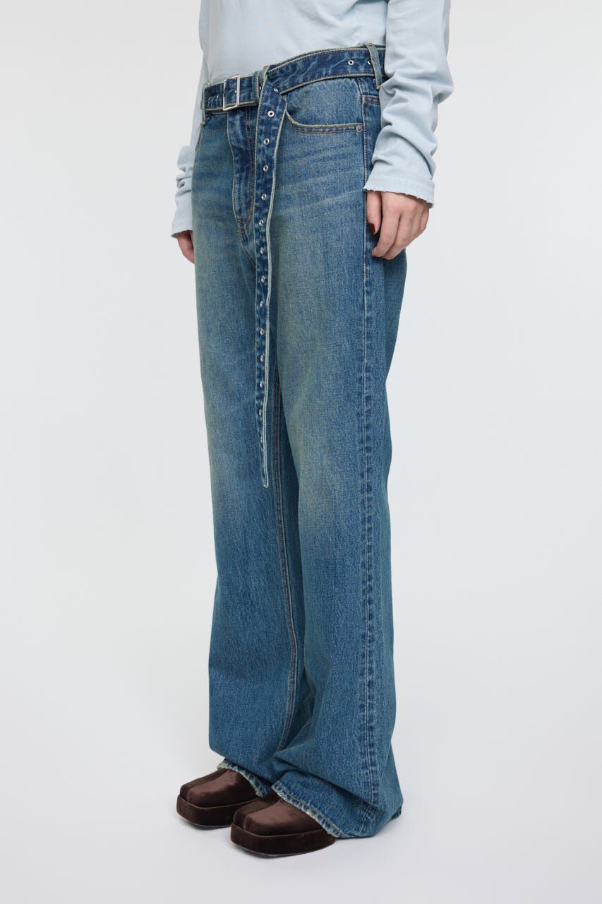 MOUSSY「LOW SLUNG ブーツカットパンツ」|デニム|