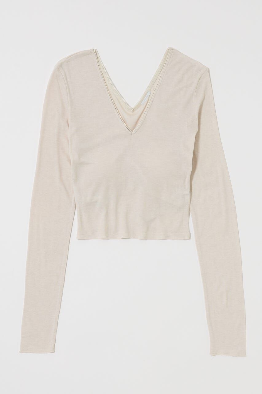 MOUSSY「DEEP V CUP ロングスリーブTEE」|Tシャツ・カットソー|