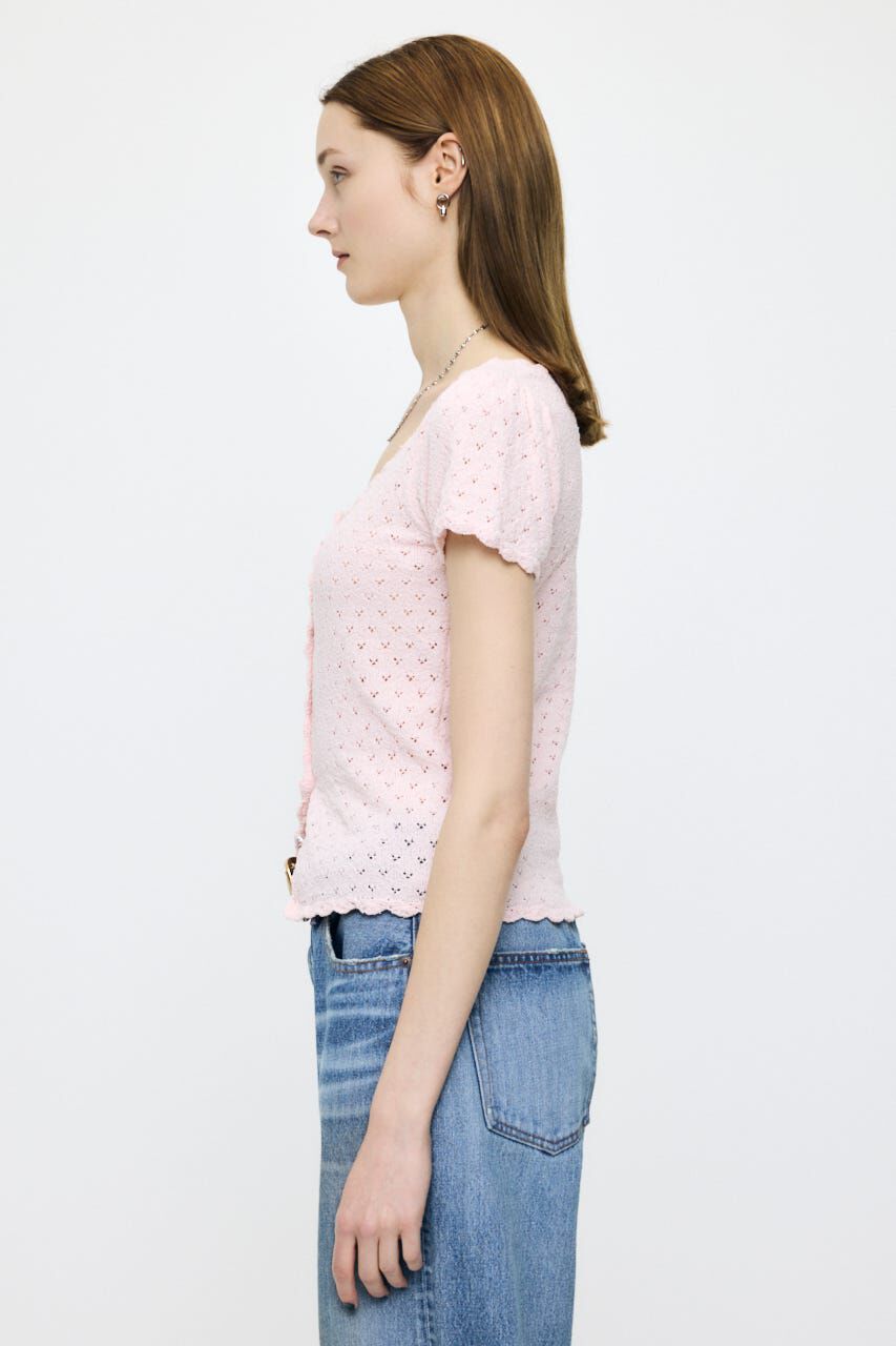 MOUSSY「EYELET BUTTON UP トップス」|ニット・セーター|