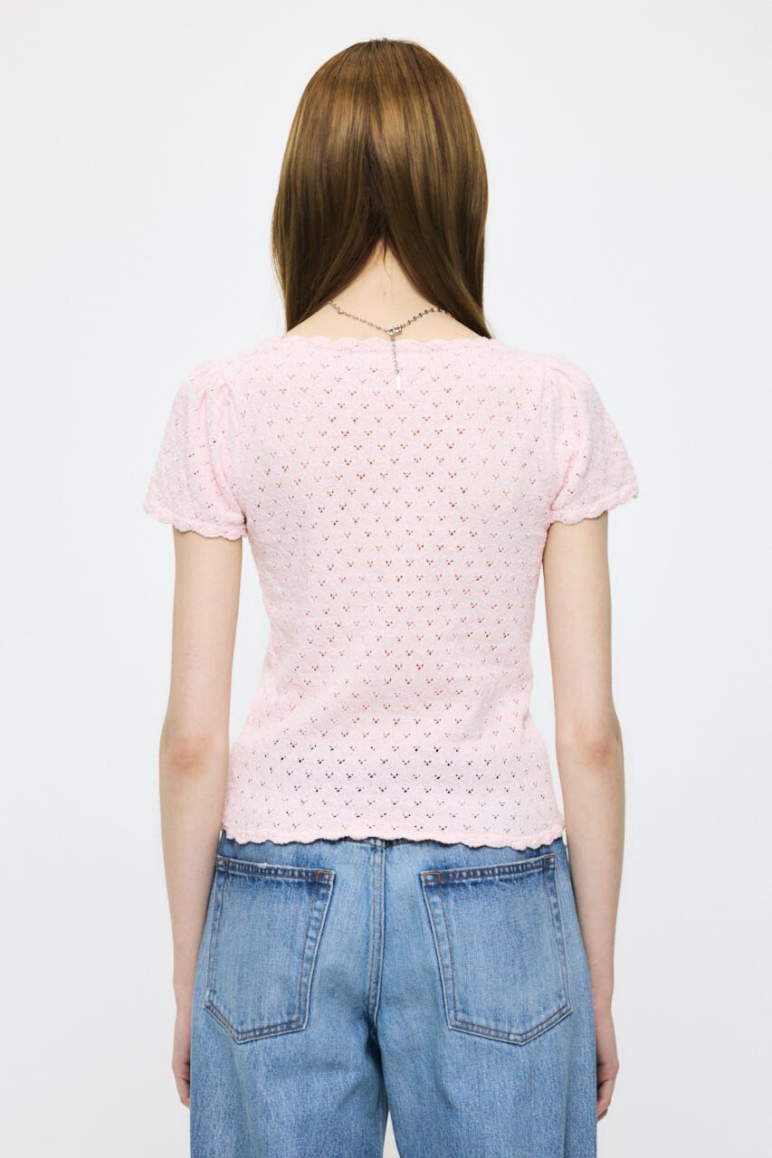 MOUSSY「EYELET BUTTON UP トップス」|ニット・セーター|