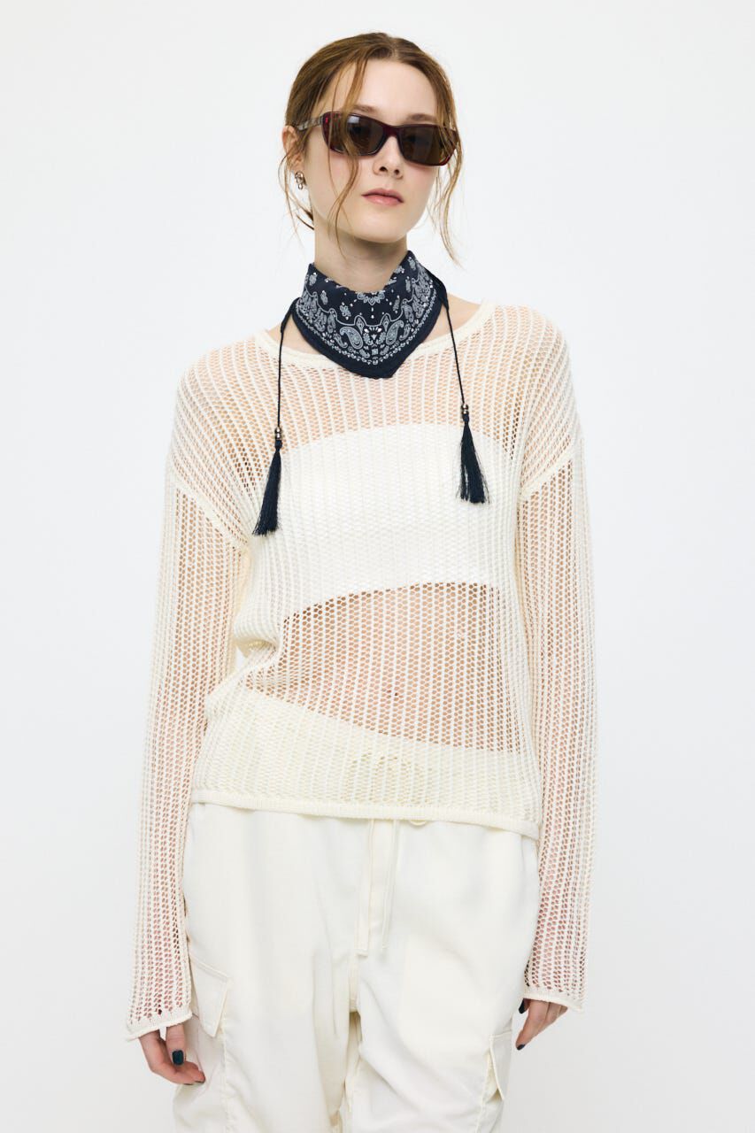 MOUSSY「BOAT NECK MESH KNIT トップス」|ニット・セーター|