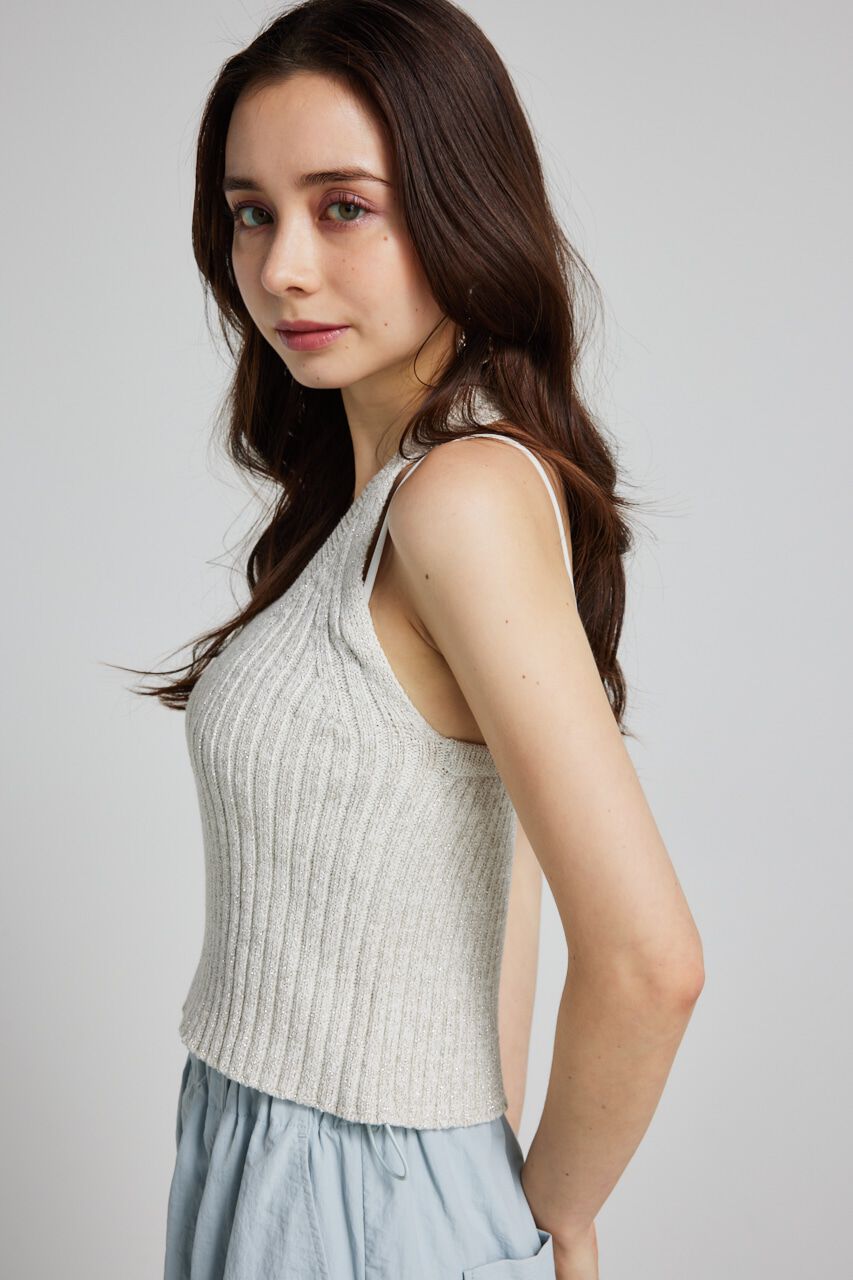 rienda「ホルターNCクロップドKnit TOP」|タンクトップ|