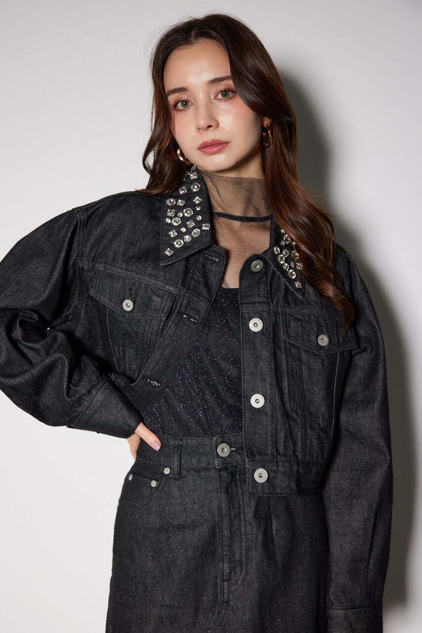 rienda「ビジューカラーＧジャン」|デニムジャケット|