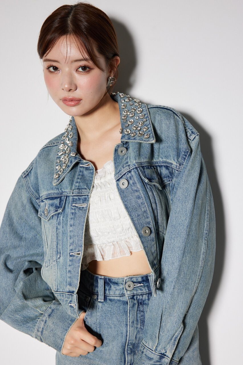 rienda「ビジューカラーＧジャン」|デニムジャケット|