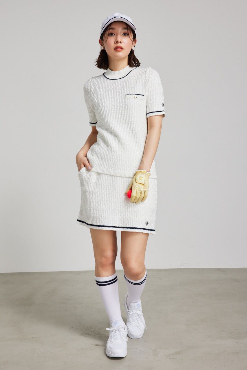 rienda「シャイニーツイードモックネックニットTOP」|ニット・セーター|