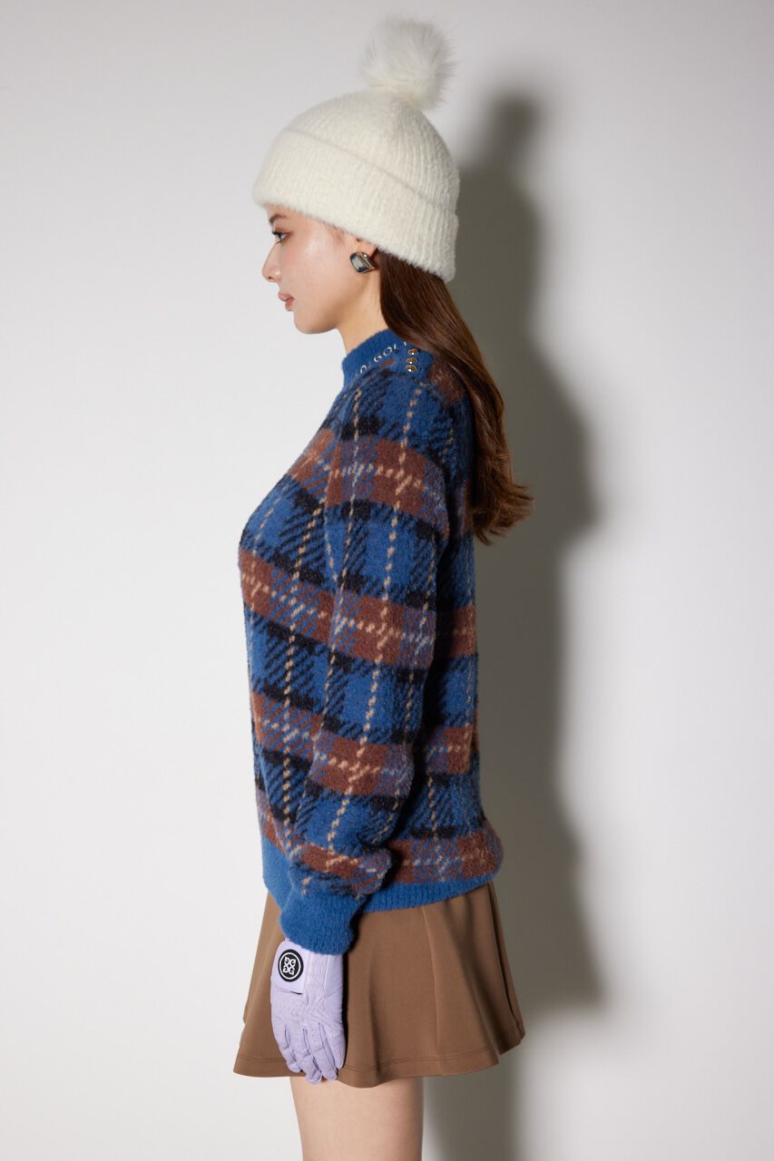 rienda「タータンチェックモックネックニットトップス」|ニット・セーター|