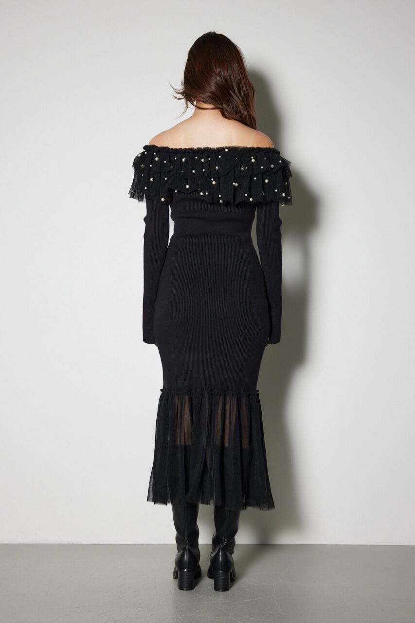 rienda「チュールコンビオフショルニットワンピース」|ワンピース|