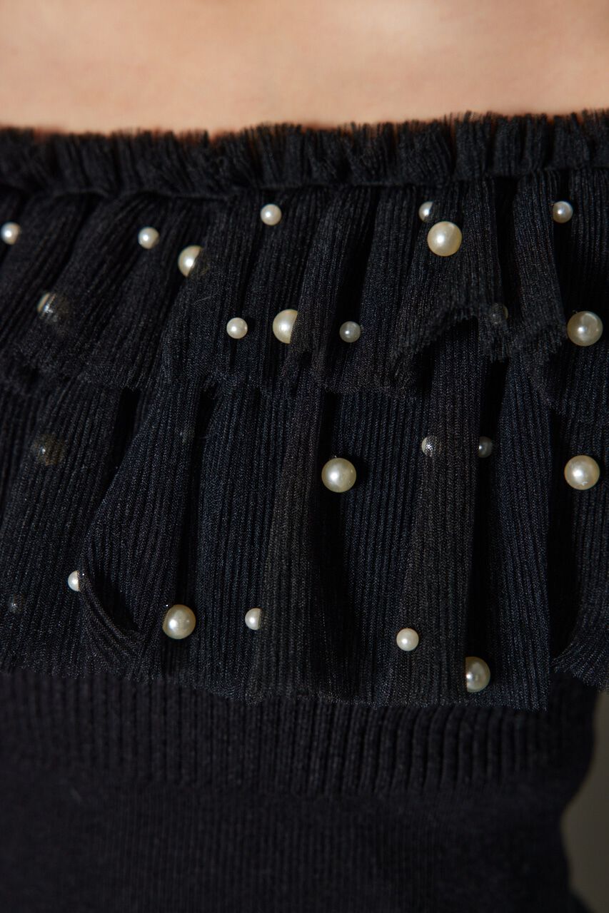 rienda「チュールコンビオフショルニットワンピース」|ワンピース|