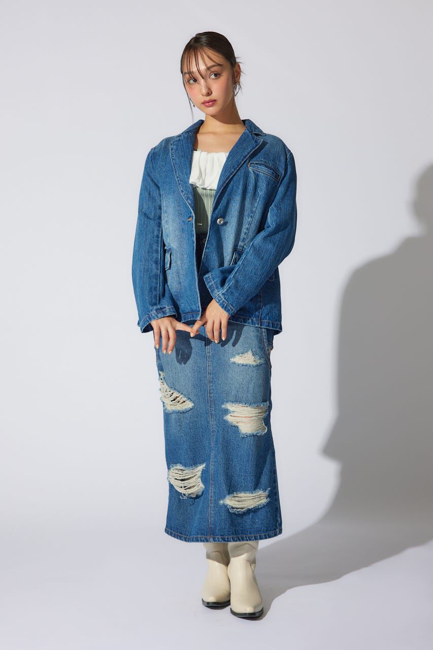 rienda「テーラーカラーデニムジャケット」|デニムジャケット|