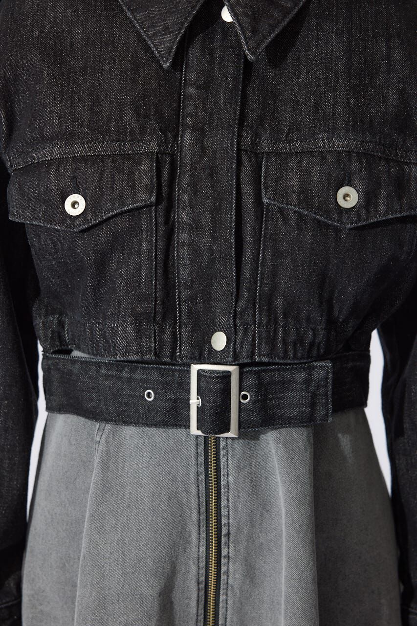 rienda「ベルト付きデニムジャケット」|デニムジャケット|