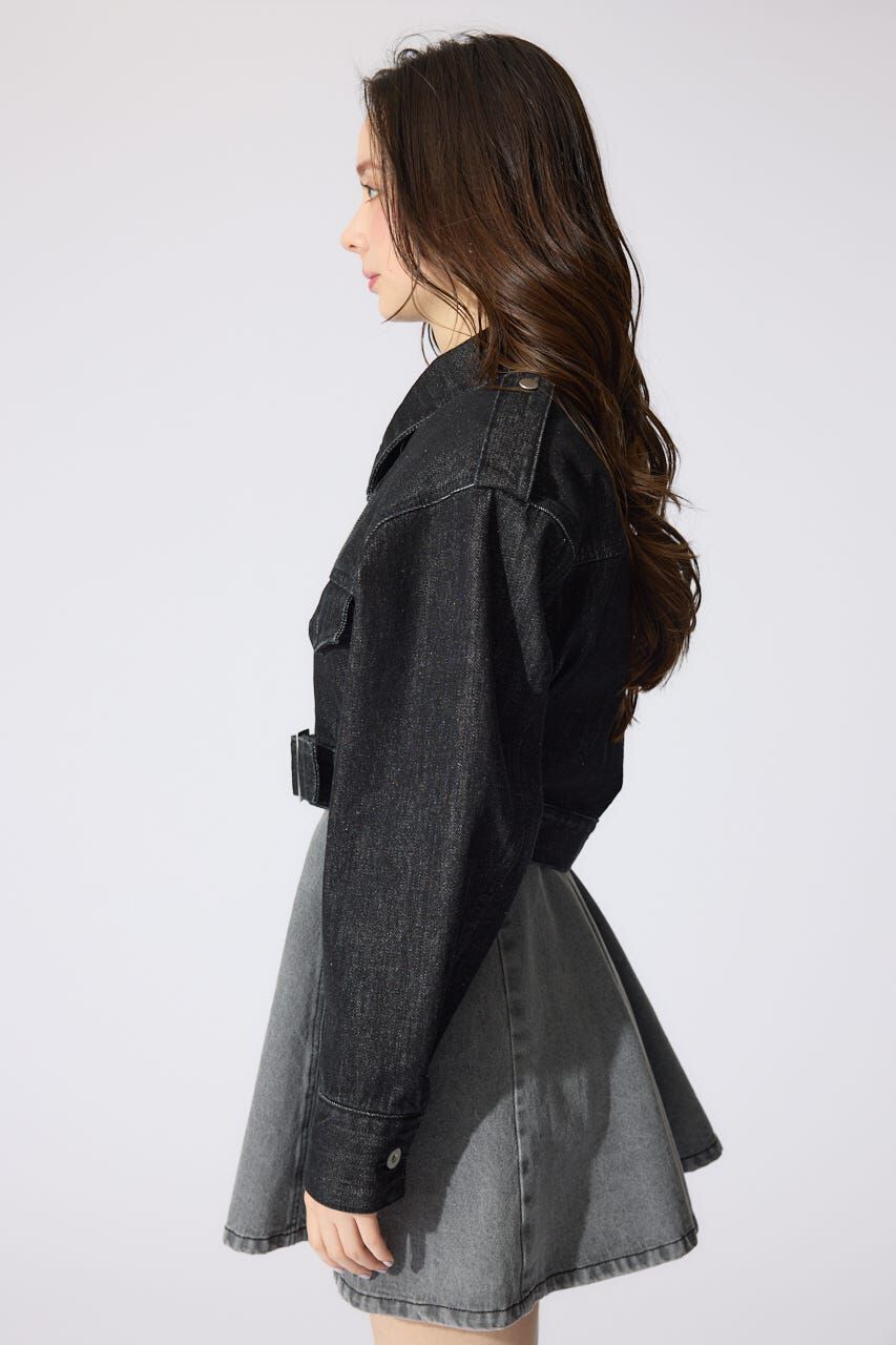 rienda「ベルト付きデニムジャケット」|デニムジャケット|