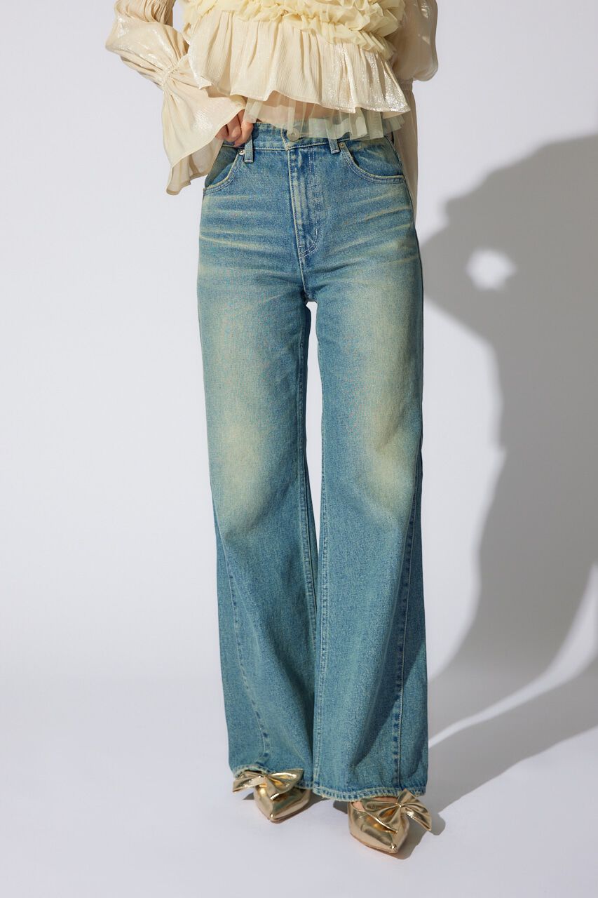 rienda「サイドVラインジャストウエストパンツ」|デニム|