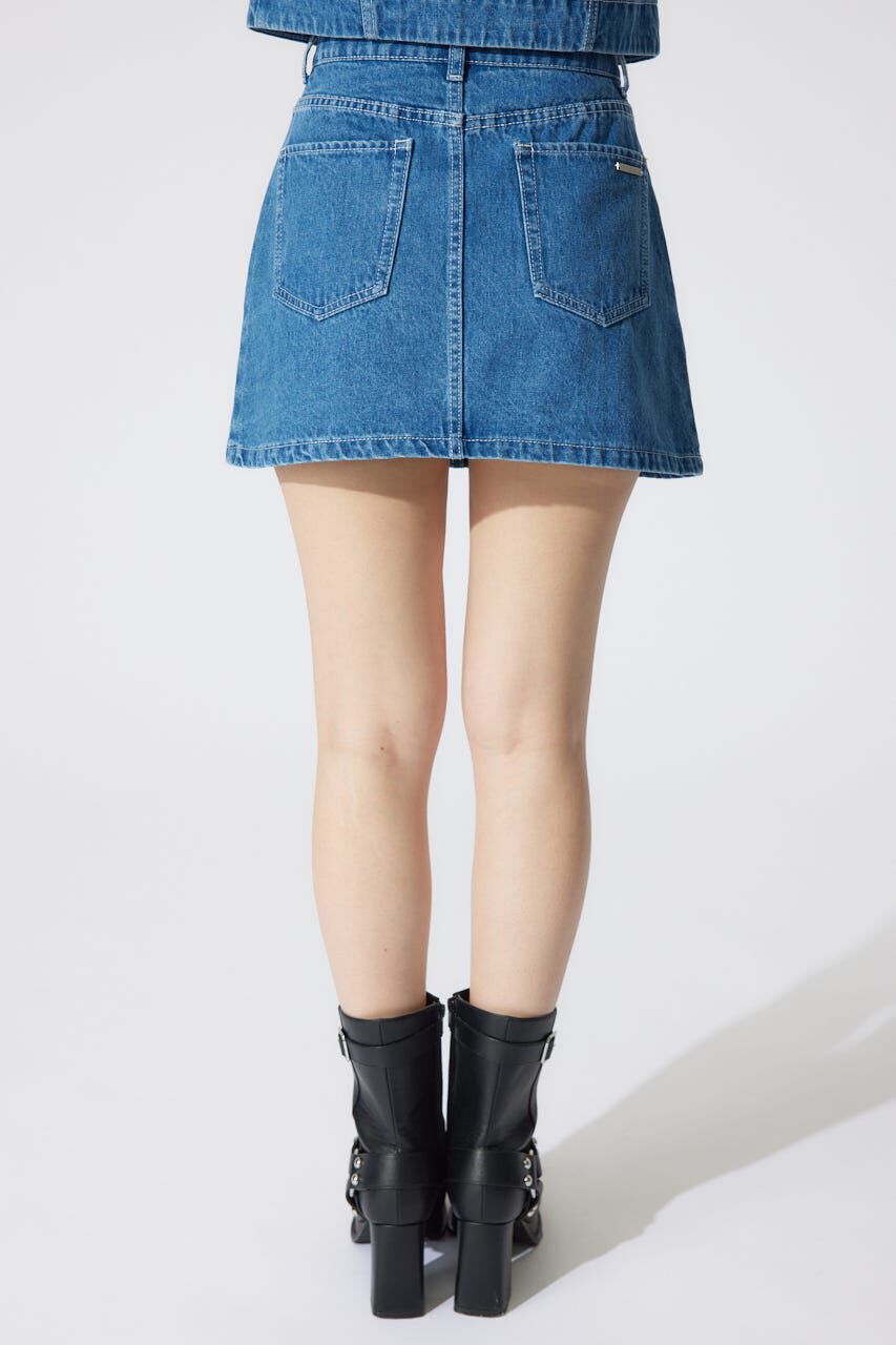 rienda「ミックスフラワービジュージャストウエストデニムスカート」|スカート|