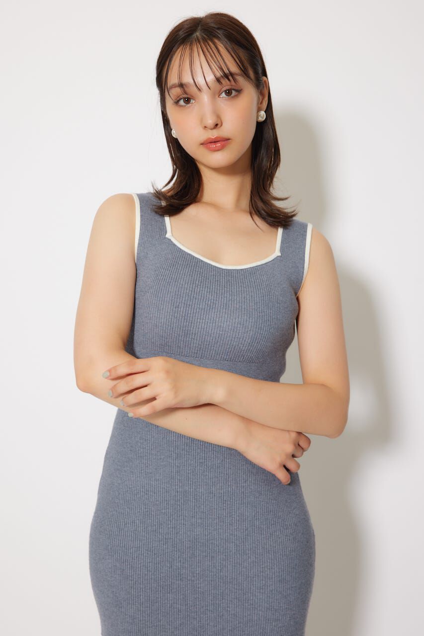 rienda「アーガイルバイカラーカーディガンセットニットワンピース」|ワンピース|