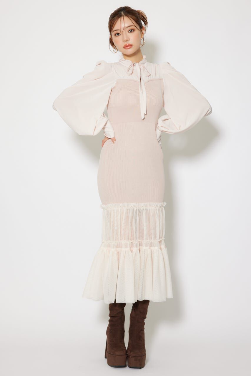 rienda「チュールドッキングニットマーメイドワンピース」|ワンピース|