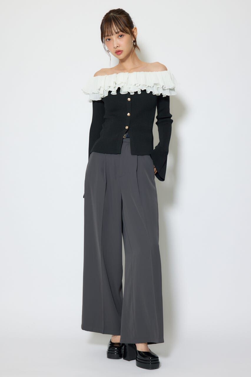 rienda「プリーツレースオフショルニットトップス」|ニット・セーター|