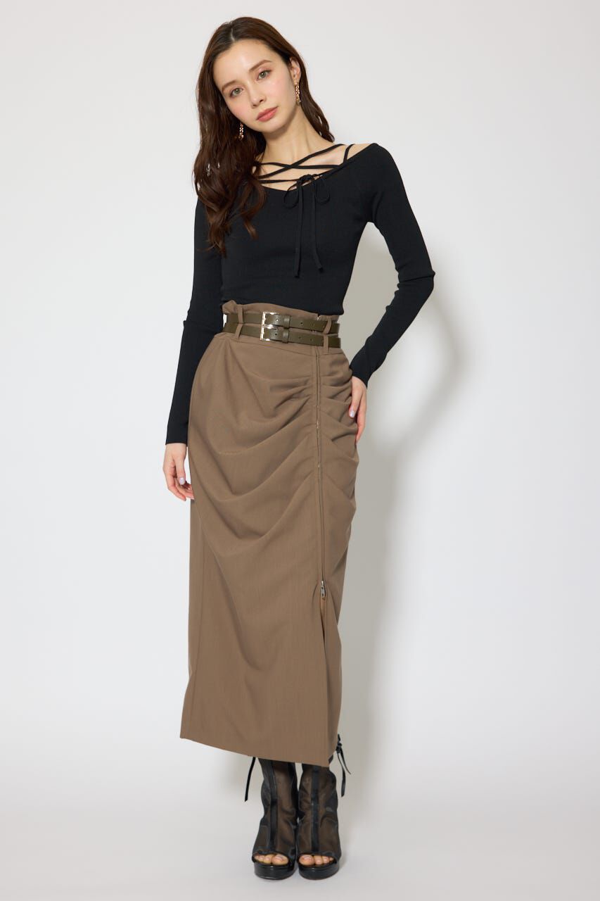 rienda「ストリングタイトニットトップス」|ニット・セーター|