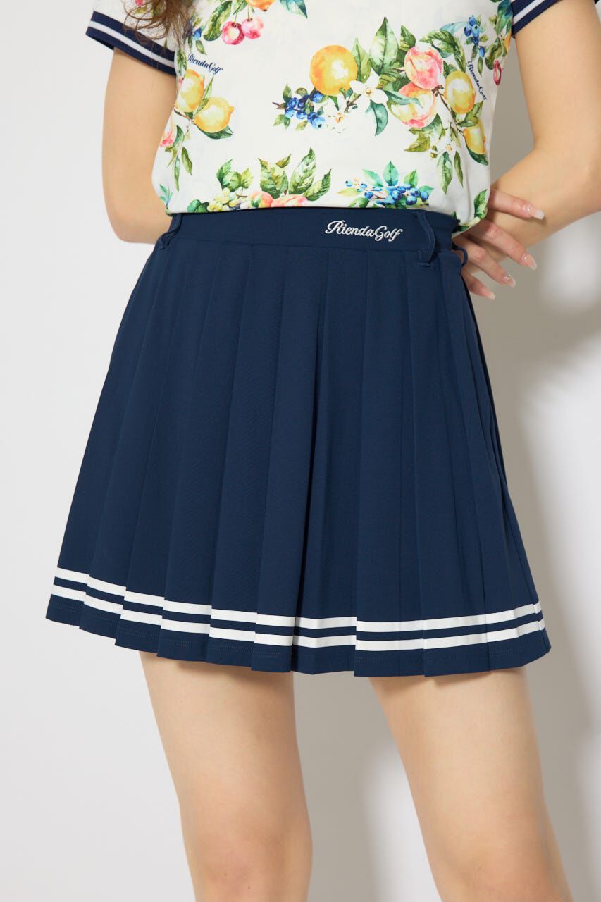 rienda「ラインプリーツフレアスカート」|スカート|NVY