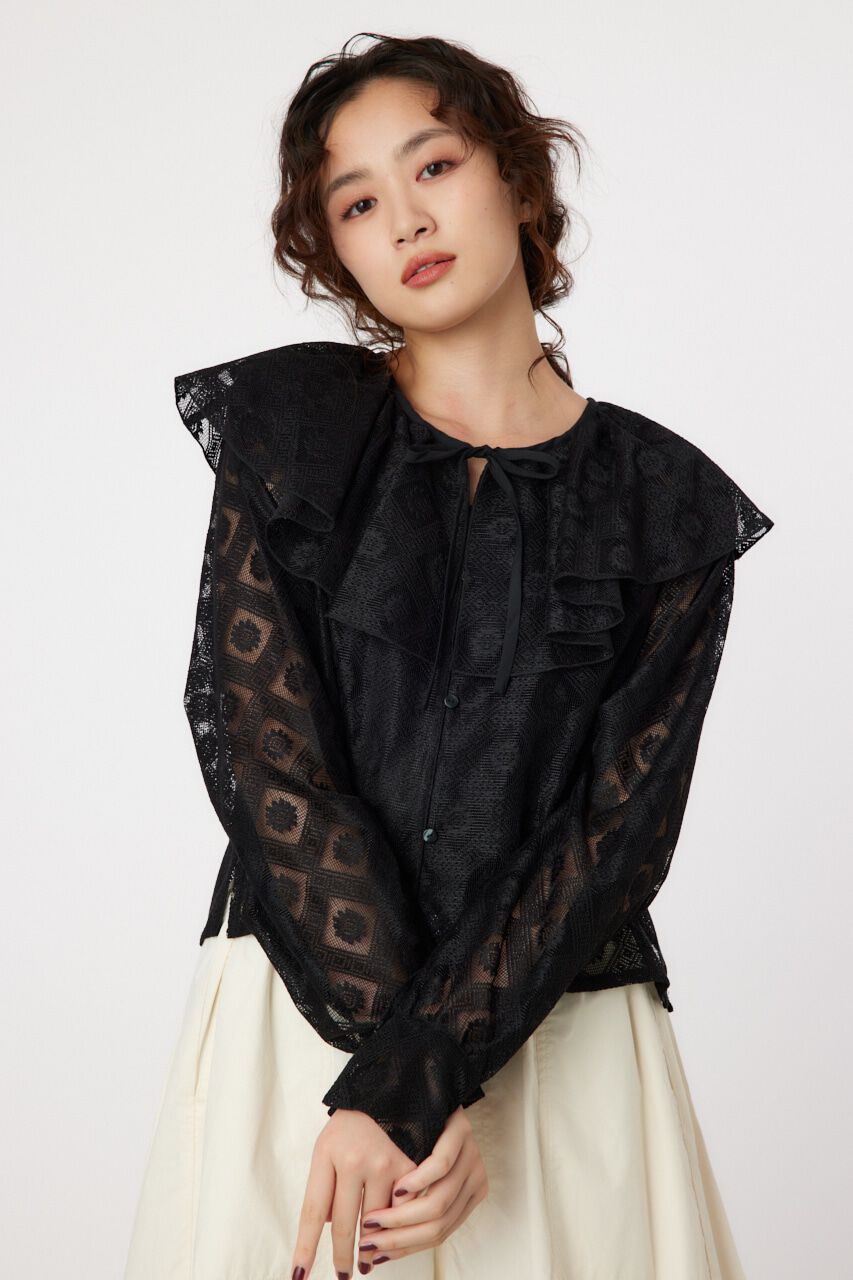 RODEO CROWNS「ラッフルレースボレロ」|シャツ・ブラウス|BLK