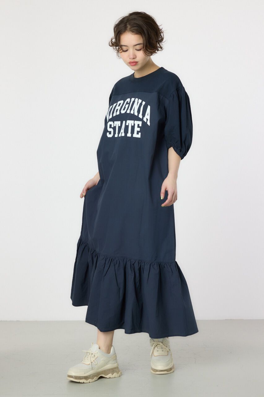 RODEO CROWNS「カレッジ 切替 パフスリーヴ ワンピース」|ワンピース|NVY