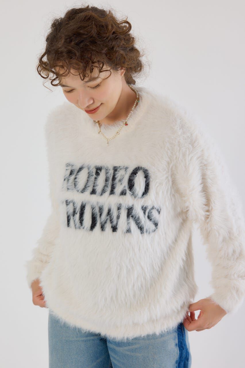 RODEO CROWNS「シャギーロゴニットトップス」|ニット・セーター|O/WHT1