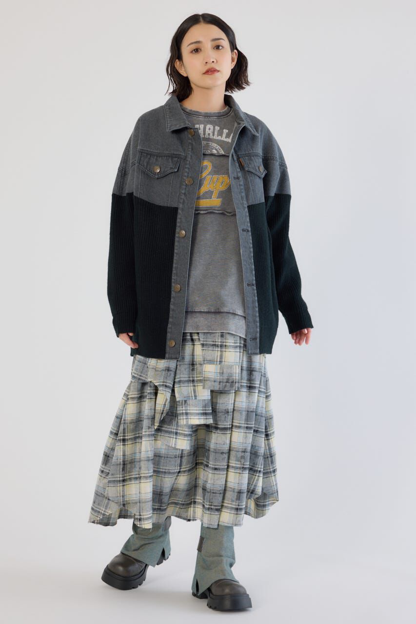 RODEO CROWNS「ニットドッキングルーズデニムジャケット」|デニムジャケット|