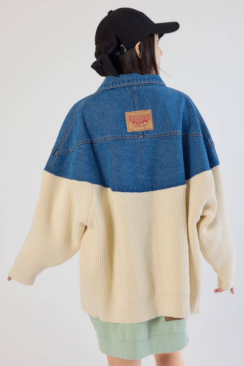 RODEO CROWNS「ニットドッキングルーズデニムジャケット」|デニムジャケット|