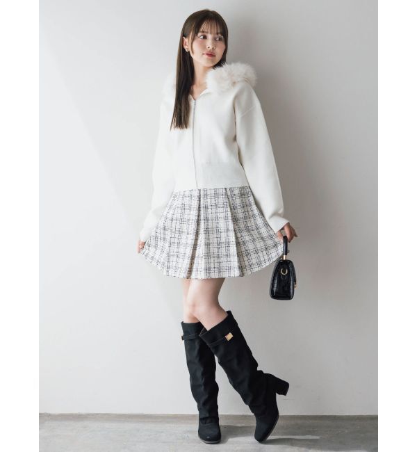 dazzlin「【WEB限定】フェイクファーニットフーディ」|パーカー|