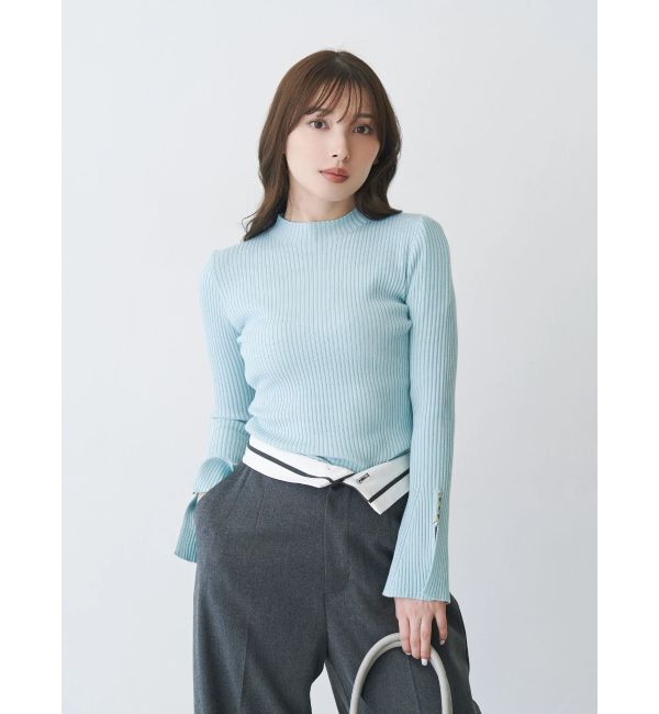 MERCURYDUO「フレアスリーブハイネックリブニット」|ニット・セーター|