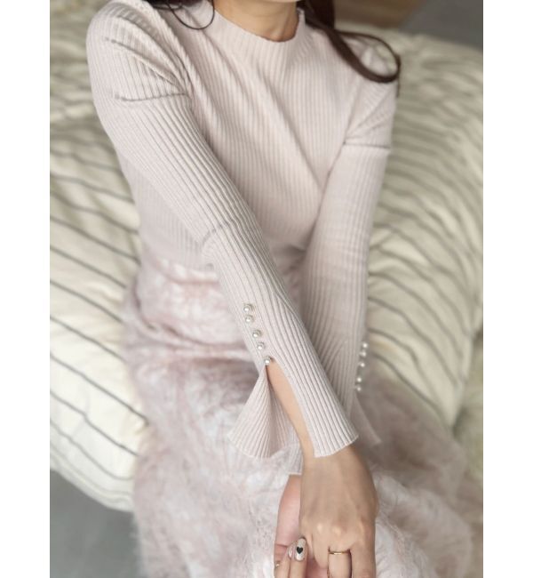 MERCURYDUO「フレアスリーブハイネックリブニット」|ニット・セーター|