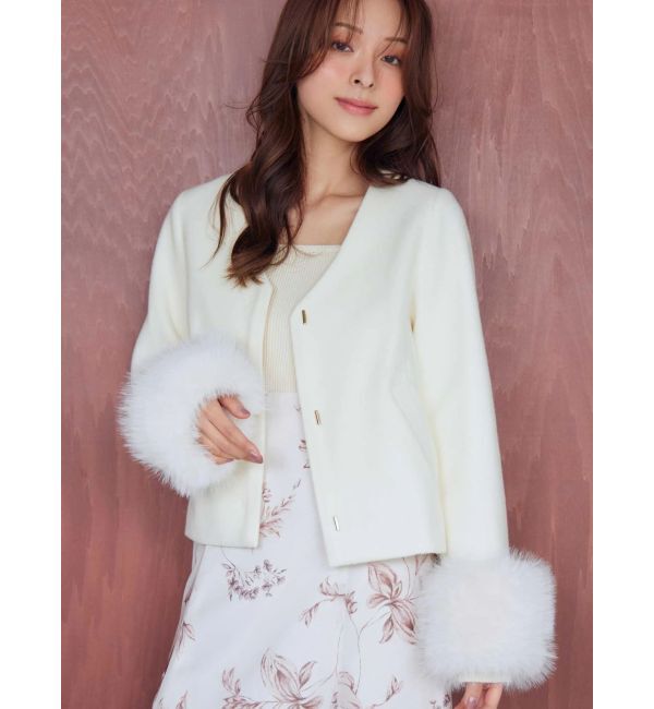 MERCURYDUO「花柄オフショルニットドッキングワンピース」|ワンピース|