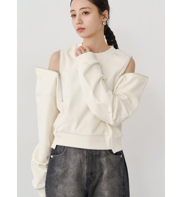 MURUA「2WAYジップスウェット」|スウェット・ジャージ|ホワイト