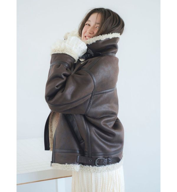 Ungrid「フェイクムートンボアブルゾン」|ブルゾン・スタジャン|