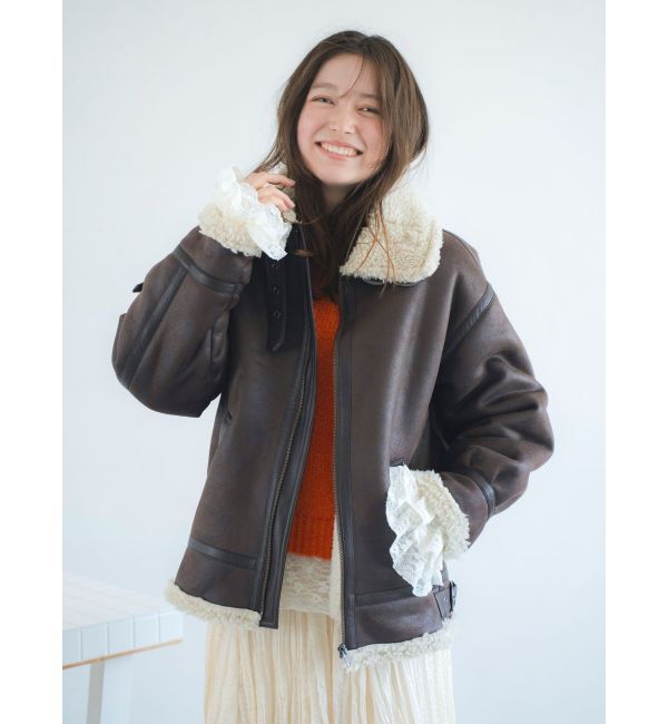 Ungrid「フェイクムートンボアブルゾン」|ブルゾン・スタジャン|