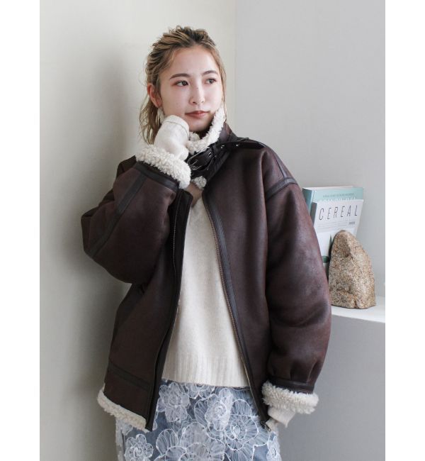 Ungrid「フェイクムートンボアブルゾン」|ブルゾン・スタジャン|