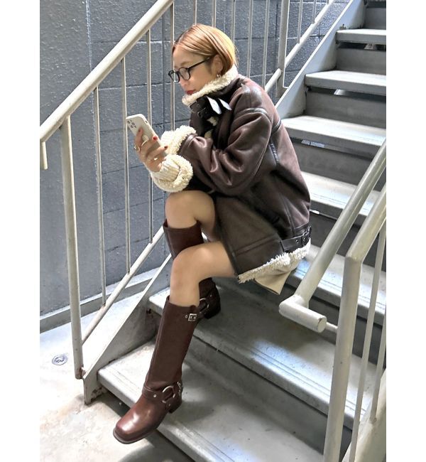 Ungrid「フェイクムートンボアブルゾン」|ブルゾン・スタジャン|