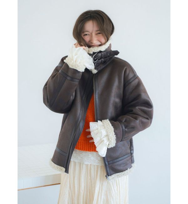 Ungrid「フェイクムートンボアブルゾン」|ブルゾン・スタジャン|