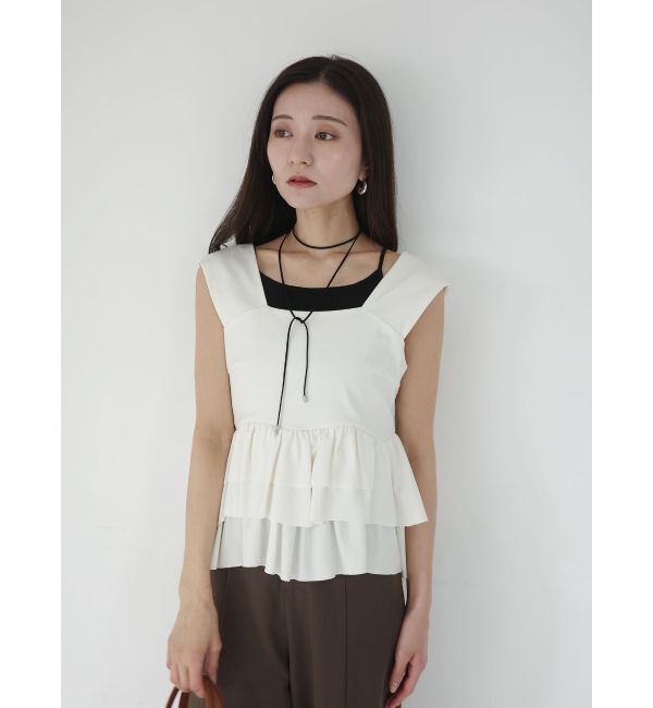 LAGUNAMOON「カーブペプラムカットノースリトップス」|Tシャツ・カットソー|