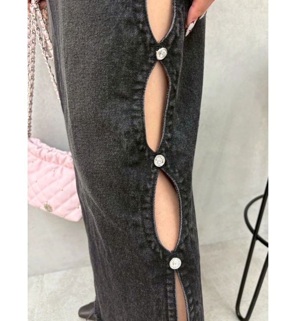 EVRIS「サイドビジューカットロングデニムスカート」|スカート|