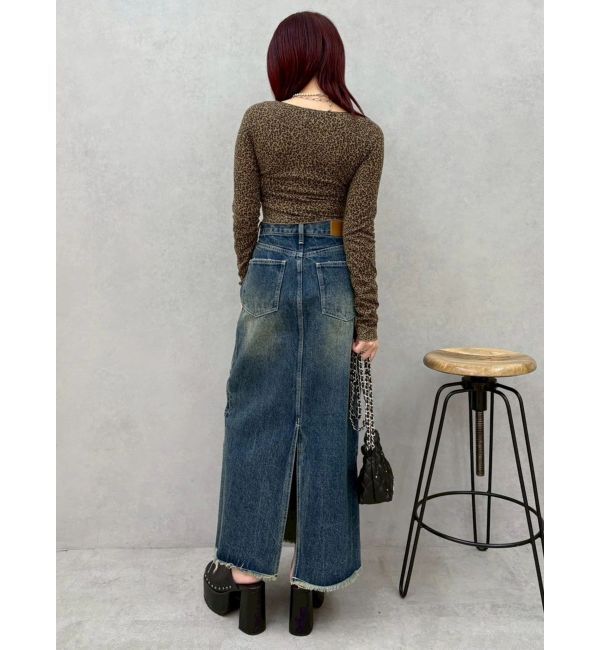 EVRIS「サイドビジューカットロングデニムスカート」|スカート|