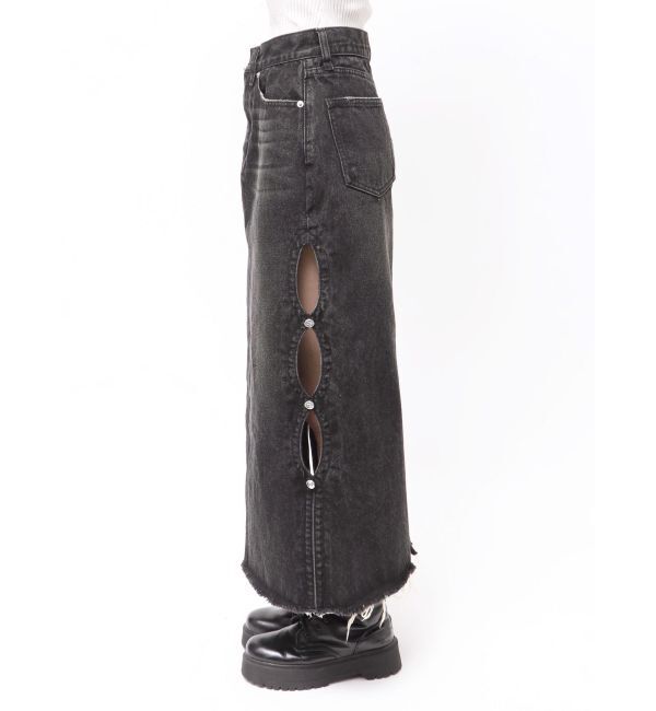 EVRIS「サイドビジューカットロングデニムスカート」|スカート|