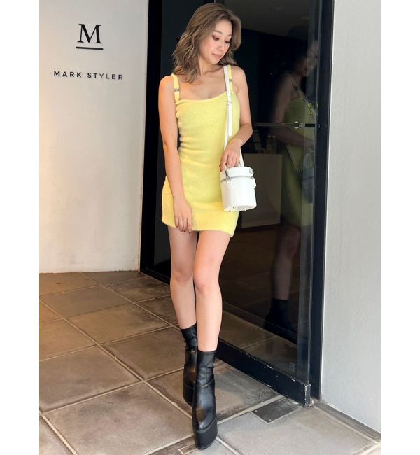 GYDA「Symmetry GYDAチャーム付きシャギーニットキャミワンピース【SETUP着用可】」|ワンピース|